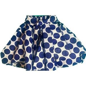 Rainbow Mini Skirt Matching Scarf Blue and White Large Polka Dots Preppy Flirty